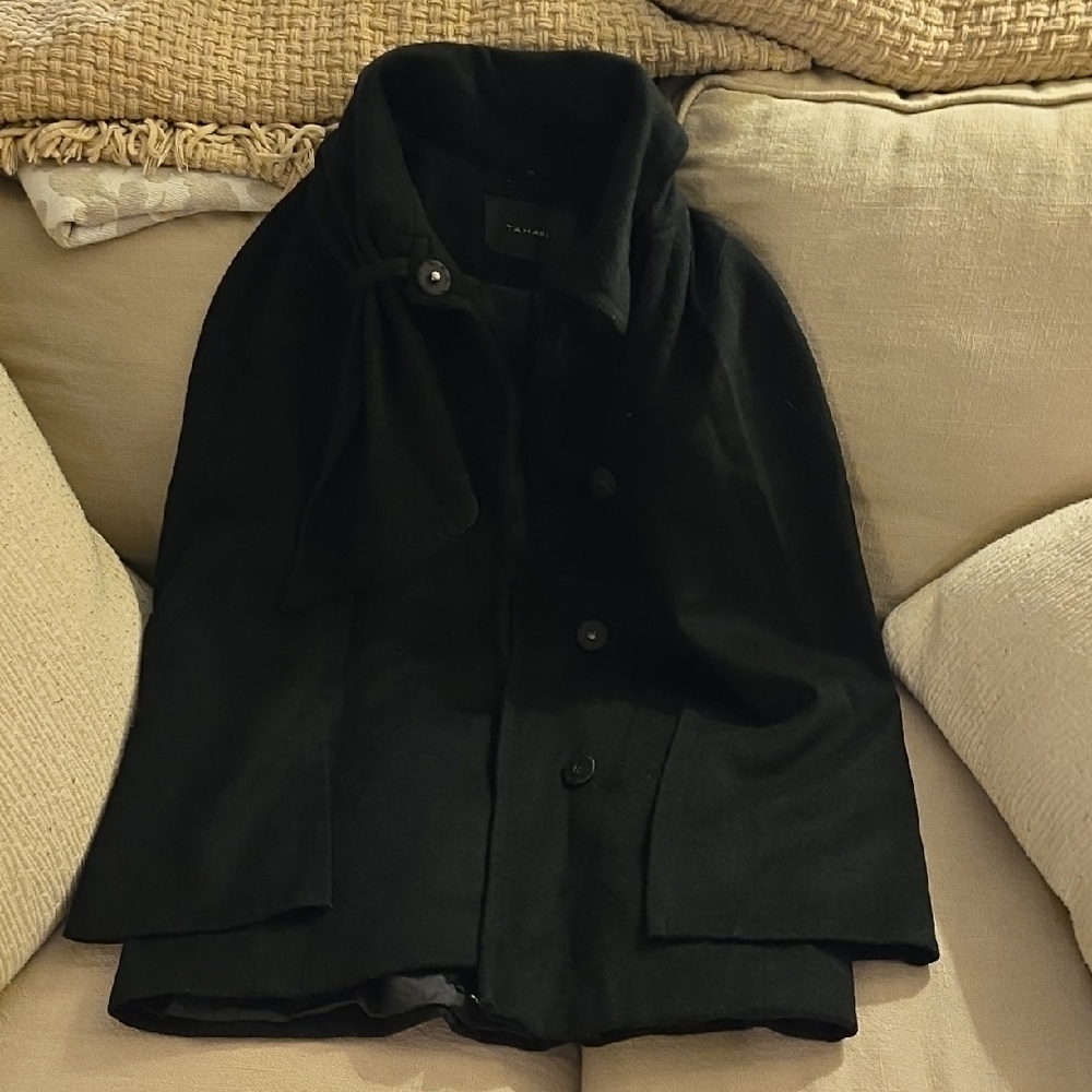 Tahari Black Cape Coat